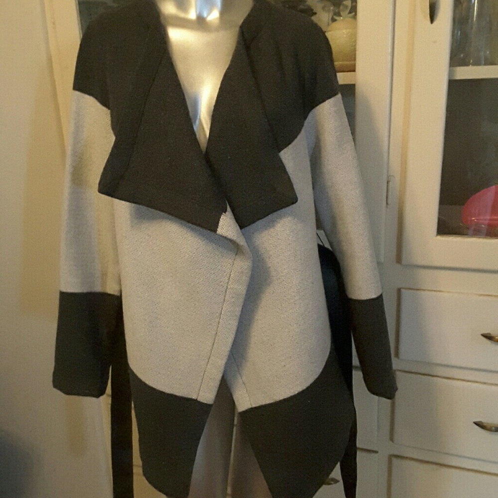 Polyester wool blend drape jacket